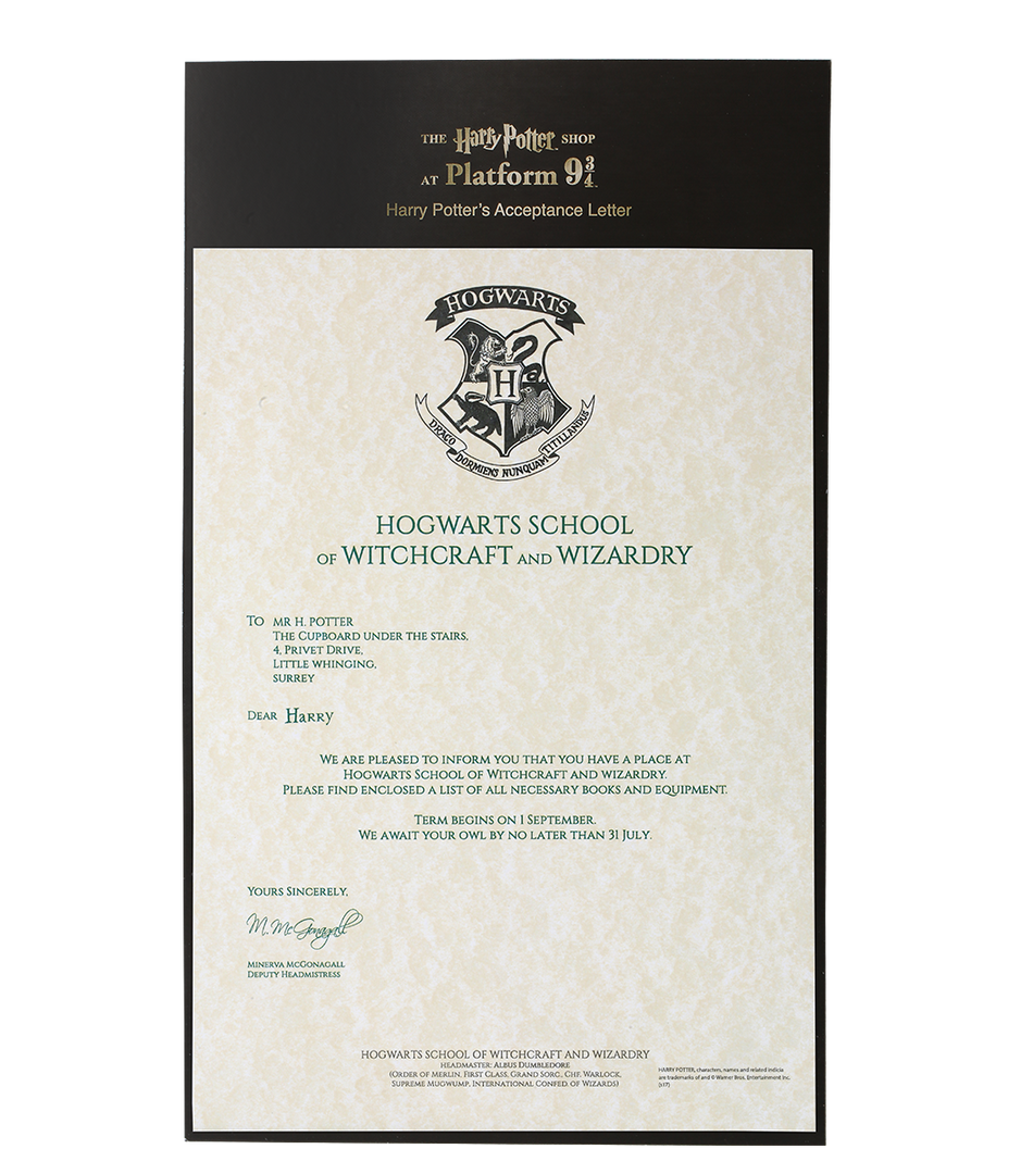 Warner Bros Exclusives Harry Potter's Hogwarts Acceptance Letter 5 Warner Bros Exclusives Harry Potter's Hogwarts Acceptance Letter