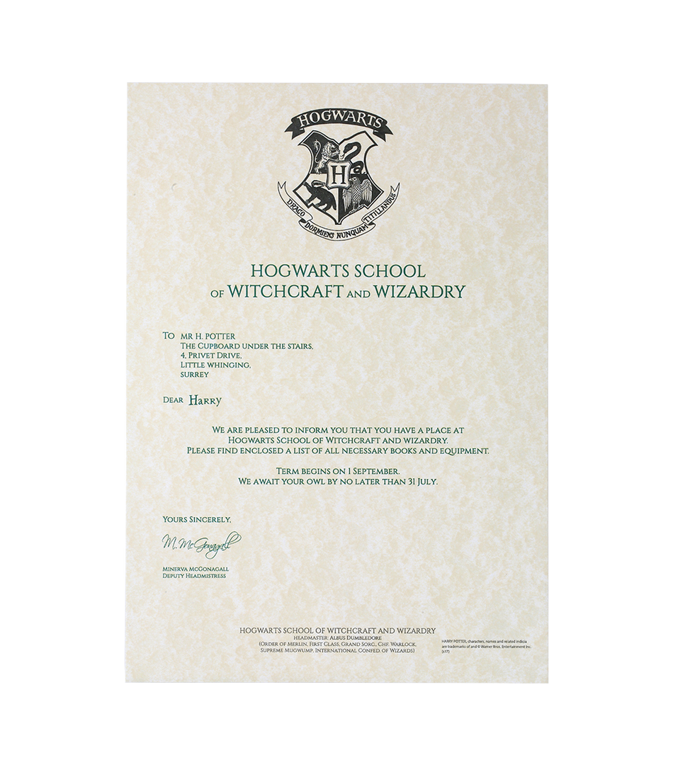 Warner Bros Exclusives Harry Potter's Hogwarts Acceptance Letter 6 Warner Bros Exclusives Harry Potter's Hogwarts Acceptance Letter