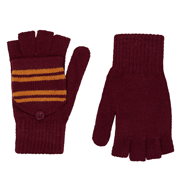 Warner Bros Gryffindor Knitted Mitten Capped Gloves 3 Warner Bros Gryffindor Knitted Mitten Capped Gloves